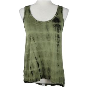 Edge green tie dye hi low tank top with studs small